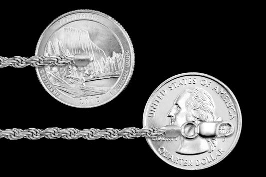 Rope Rhodium Plated 070 - 3.4mm - Sterling Silver Rope Chain Necklace