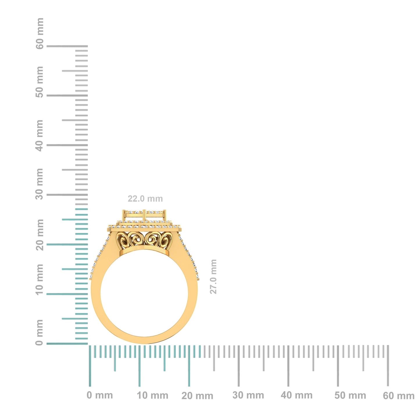 10K Yellow Gold Round Diamond Designer Sz 7 Head Ladies Ring 1-1/2 Cttw