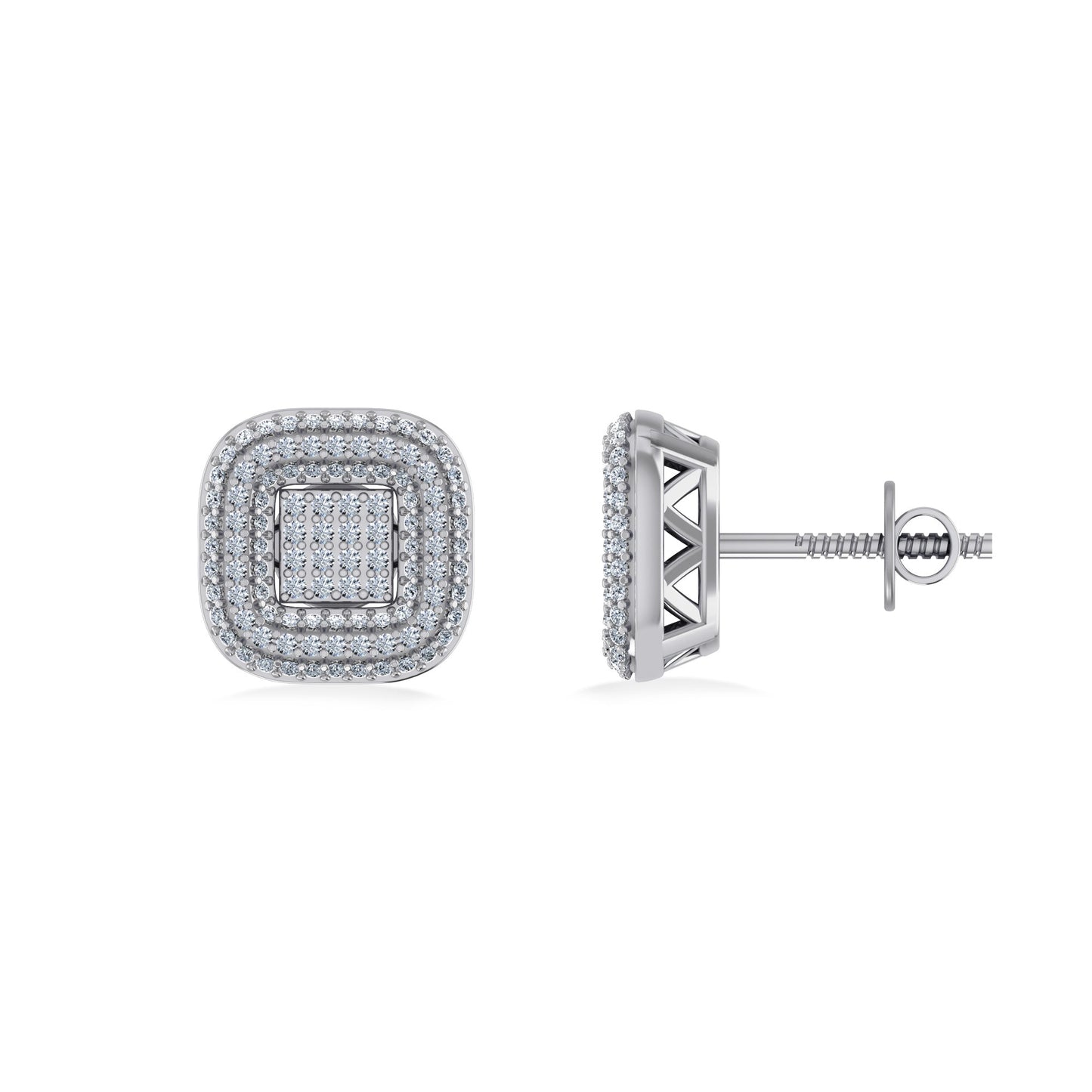 Sterling Silver Round Diamond Designer Mens Stud Earring 1/4 Cttw