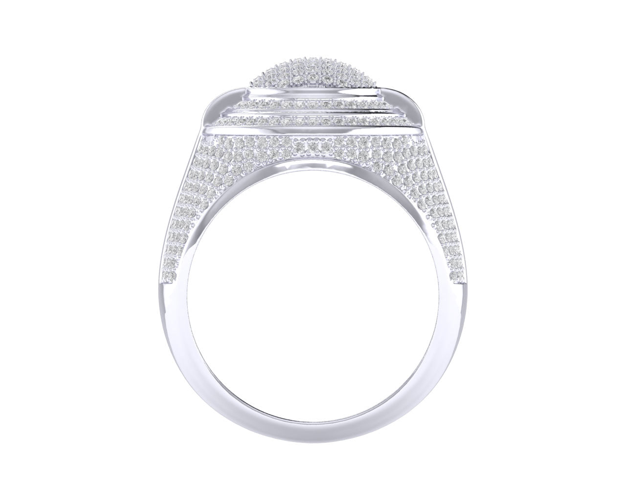 S.Silver Round Diamond Double Halo Designer SZ 10 Mens Ring 1-1/4 Cttw