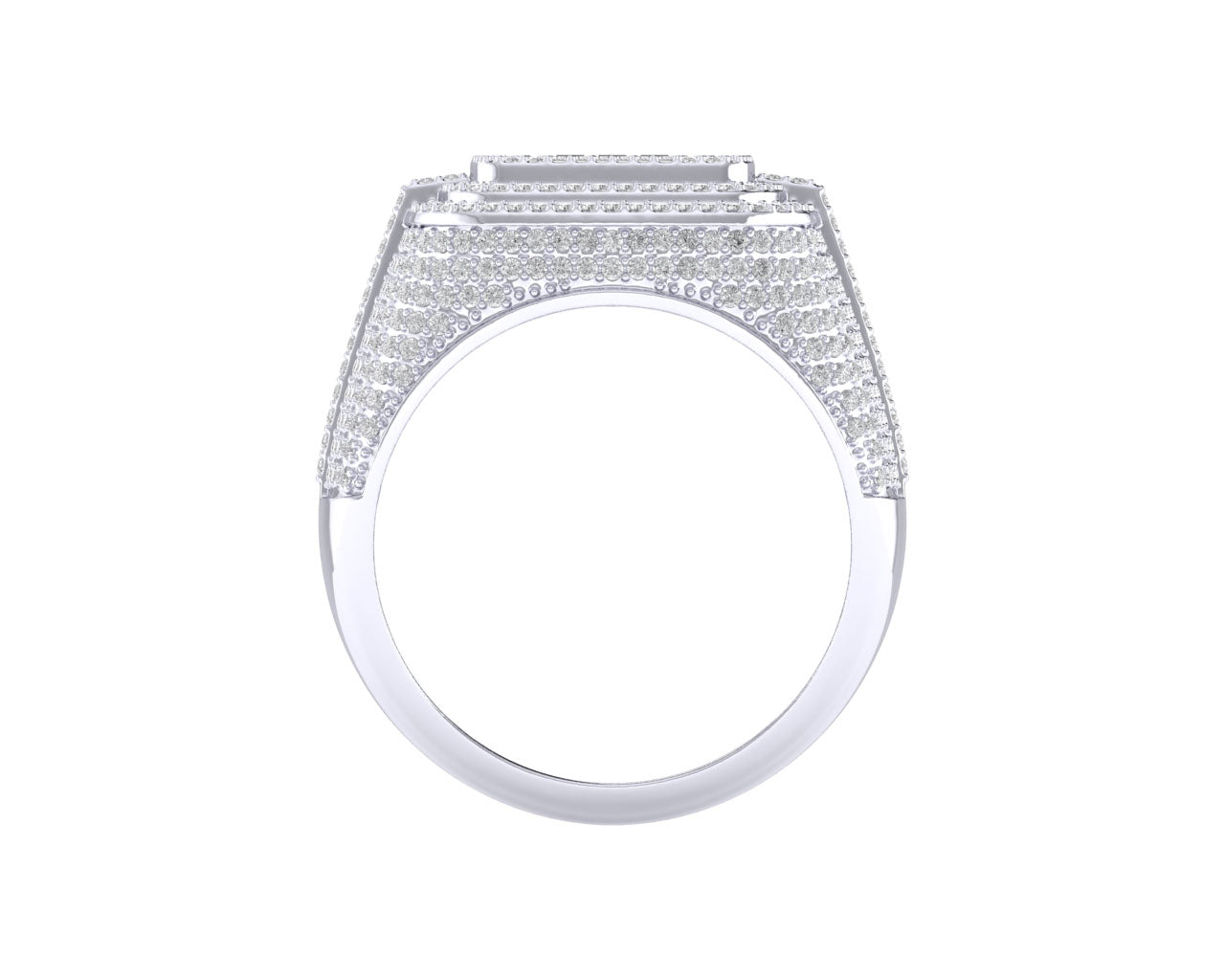 Sterling Silver Round Baguette Diamond SZ 10 Mens Designer Ring 1-7/8 Cttw
