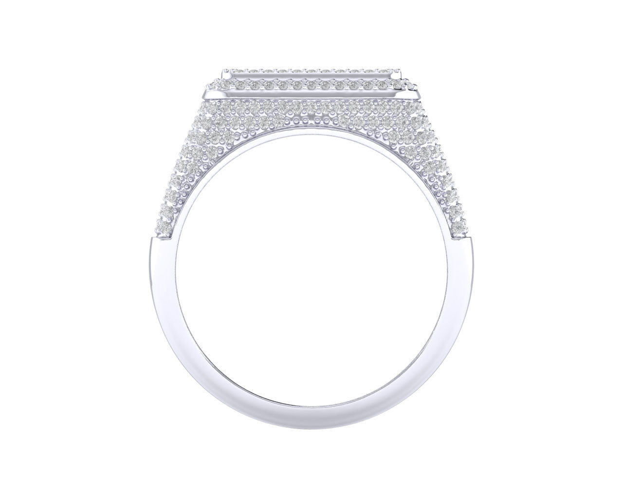S.Silver Round Baguette Diamond SZ 10 Mens Designer Ring 1-5/8 Cttw