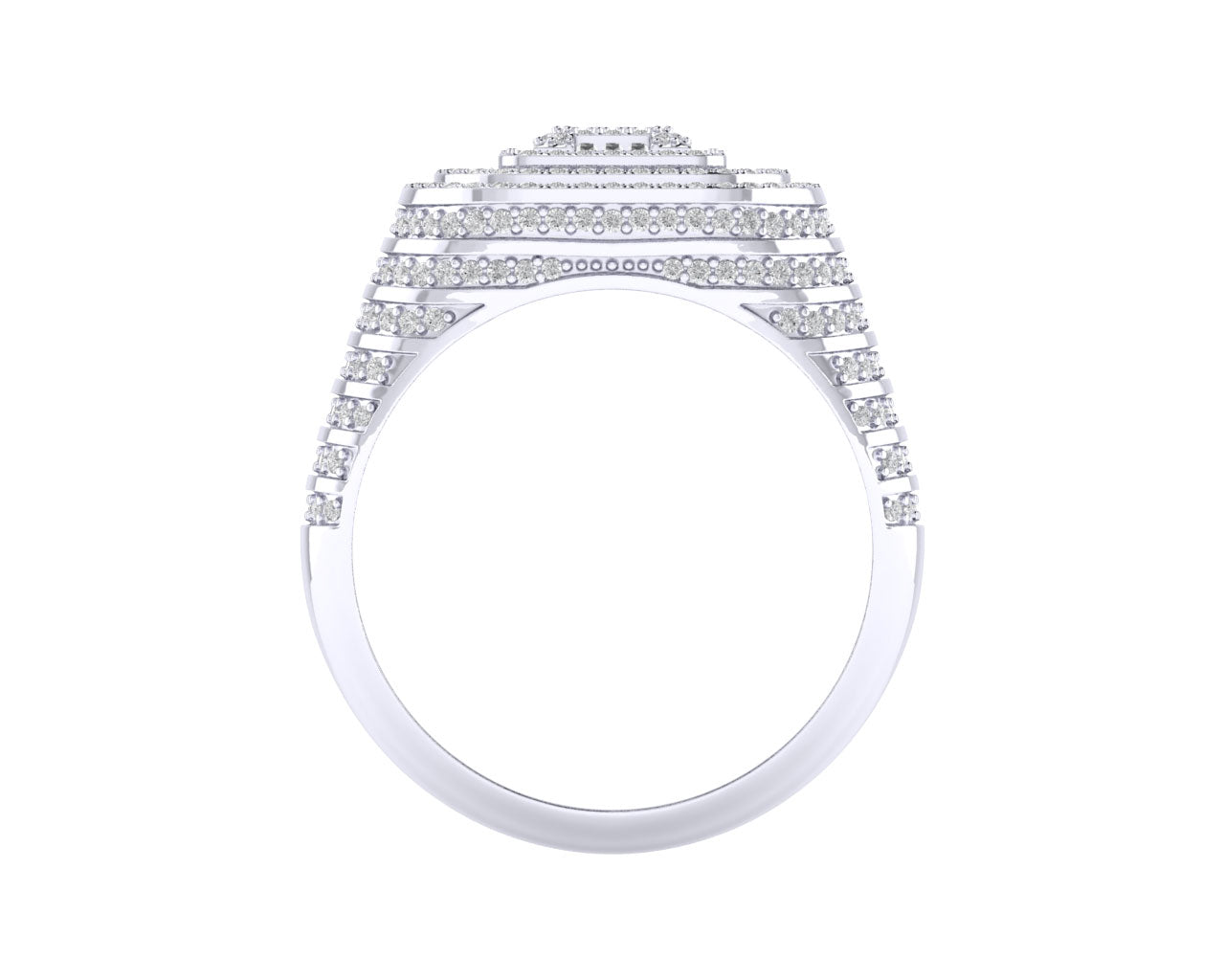 Sterling Silver Round Baguette Diamond SZ 10 Mens Designer Ring 1-3/8 Cttw