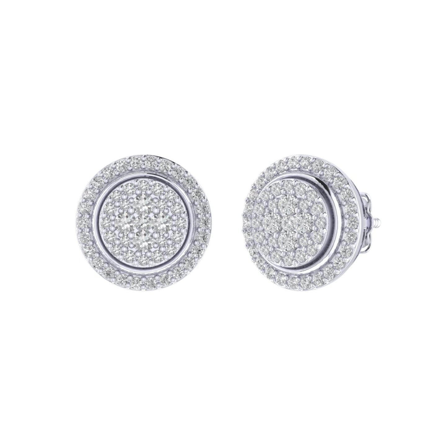 Sterling Silver Round Diamond Circle Shape Designer Stud Earring RP 1/2 Cttw