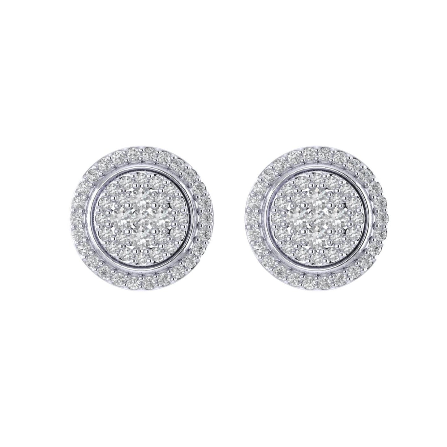 Sterling Silver Round Diamond Circle Shape Designer Stud Earring RP 1/2 Cttw