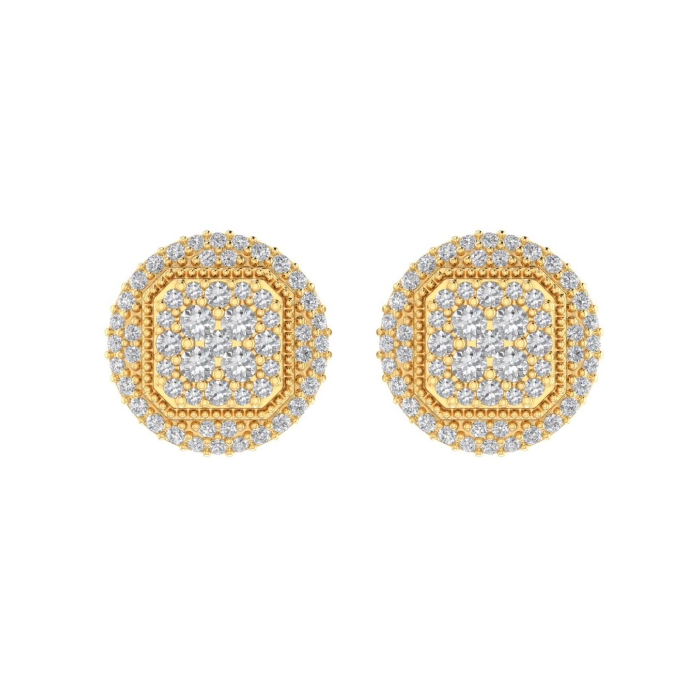 Sterling Silver Round Diamond Circle Shape Designer Stud Earring RP+GP 1/2 Cttw