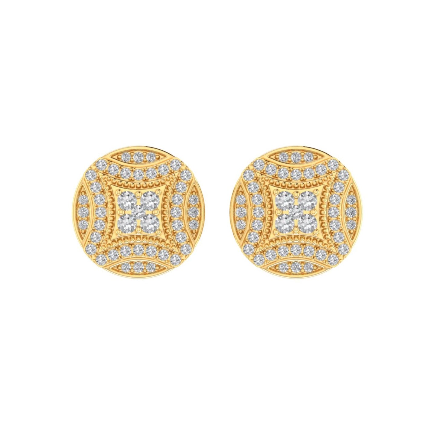 Sterling Silver Round Diamond Circle Shape Designer Stud Earring RP+GP 3/8 Cttw