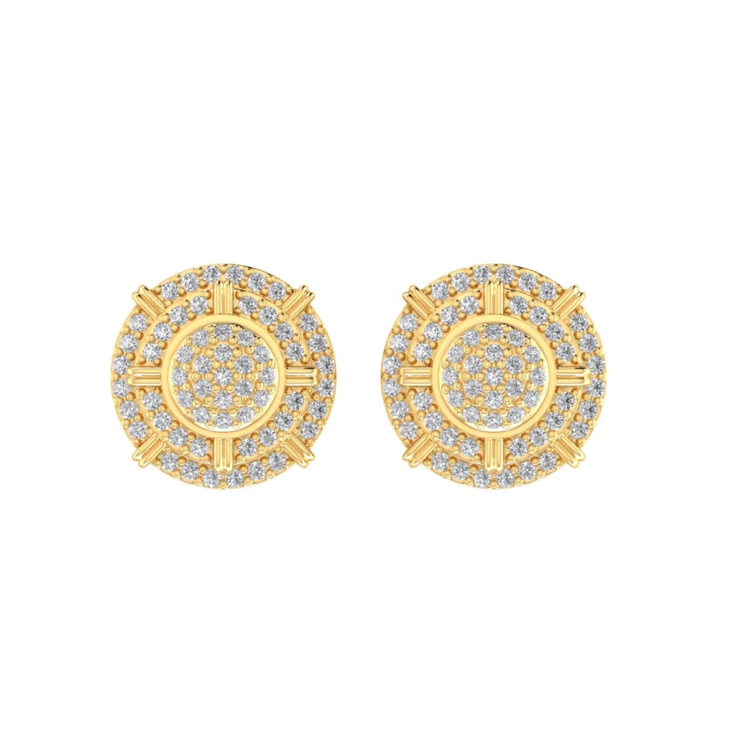 Sterling Silver Round Diamond Circle Shape Designer Stud Earring RP+GP 1/3 Cttw