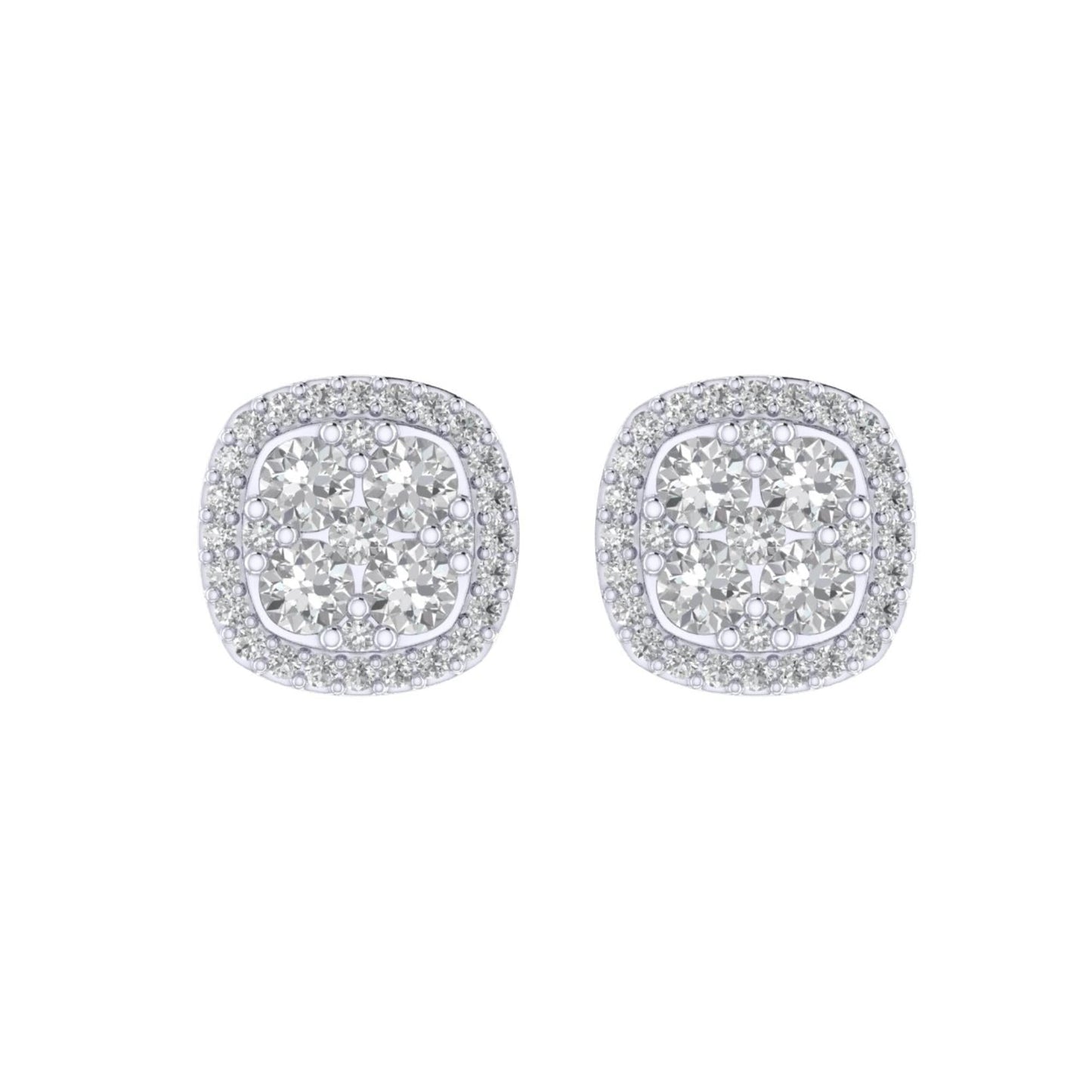 Sterling Silver Round Diamond Square Shape Designer Stud Earring RP 1/3 Cttw