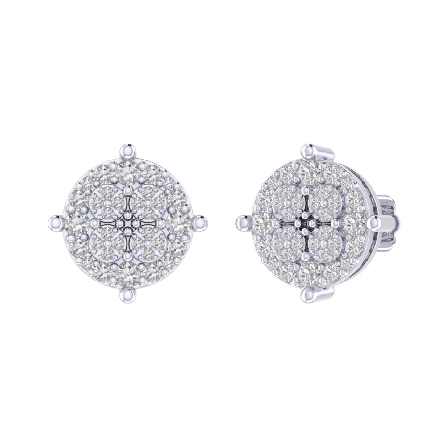 Sterling Silver Round Diamond Circle Shape Designer Stud Earring RP 3/8 Cttw