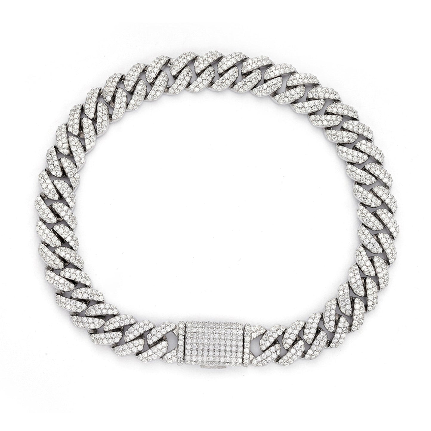 Sterling Silver Moissanite 8Mm Cuban Bracelet 8Inch RP 5 Cttw