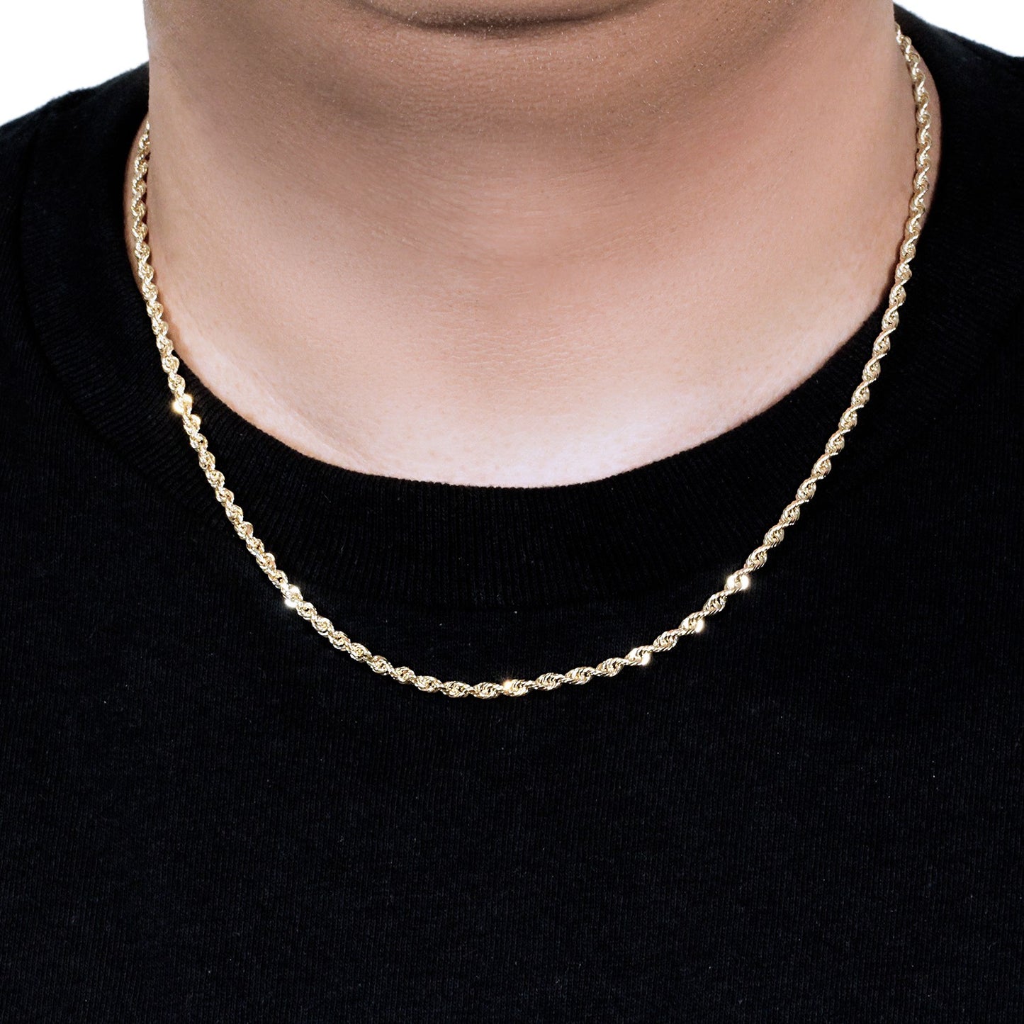 14k Yellow Gold Solid Diamond Cut Rope Chain (3.00 mm)