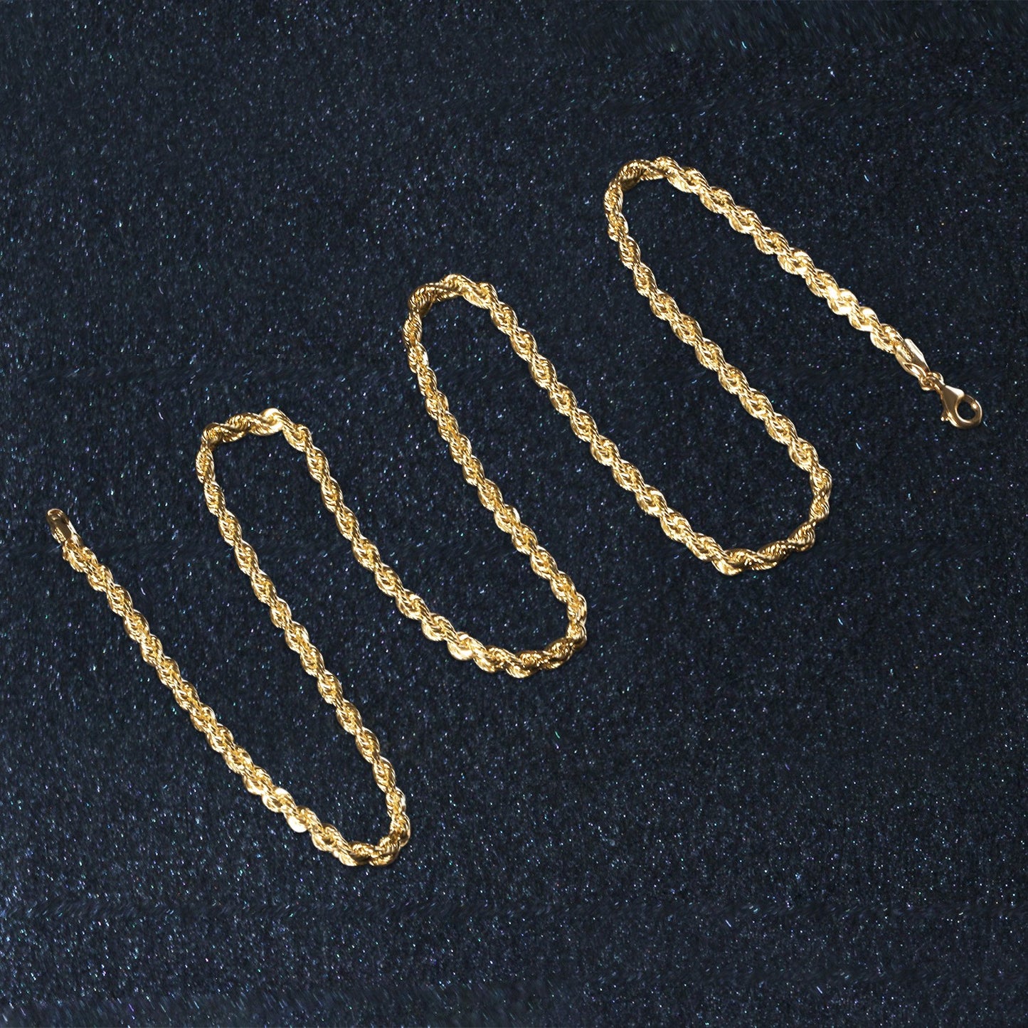 14k Yellow Gold Solid Diamond Cut Rope Chain (3.00 mm)