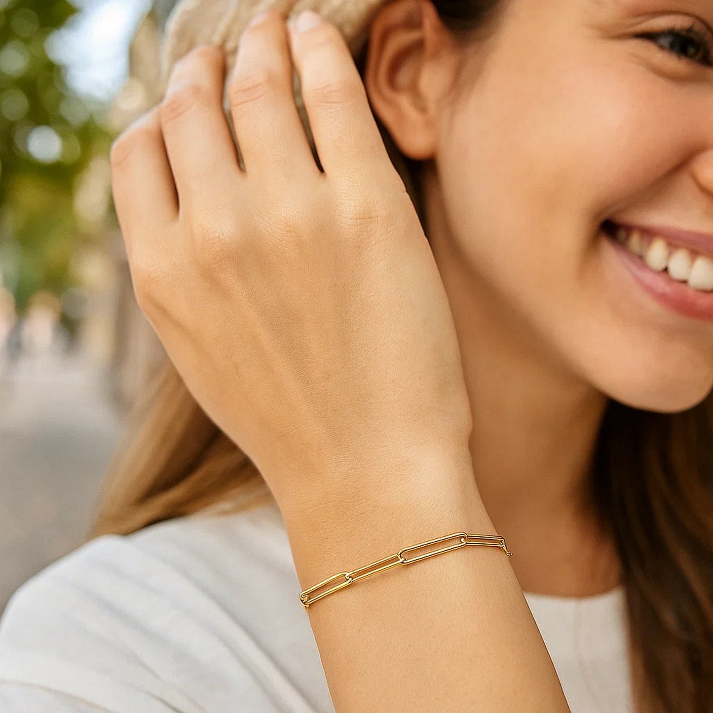 14k Yellow Gold Wire Paperclip Bracelet (2.70 mm)