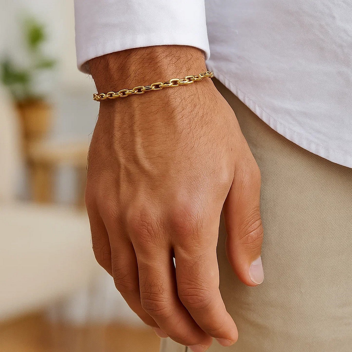 14k Yellow Gold French Cable Chain Bracelet (3.60 mm)