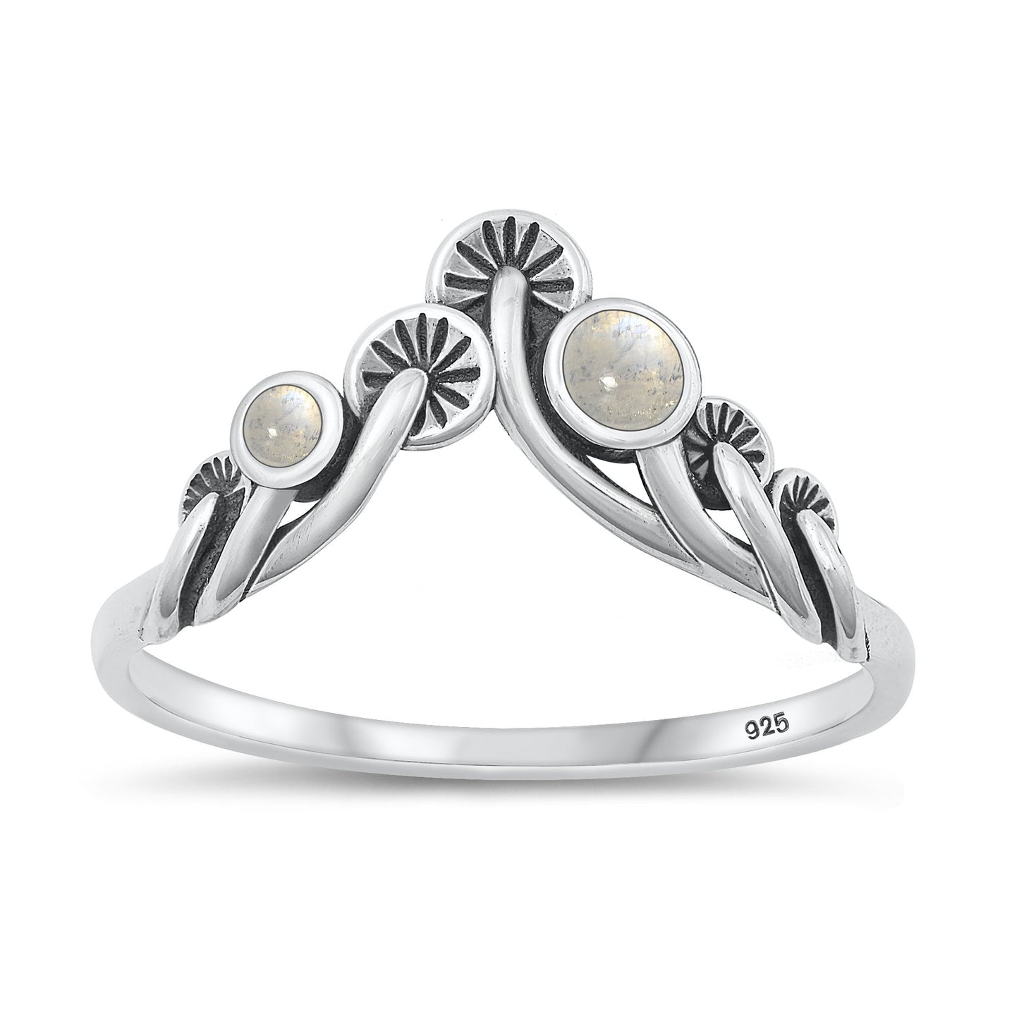 Sterling Silver Moonstone Mushrooms Ring