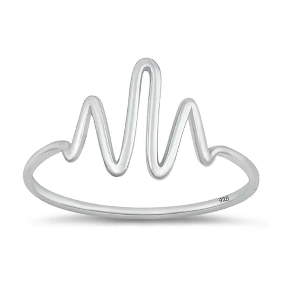 Sterling Silver EKG Wave Abstract Ring