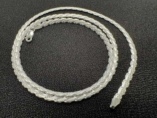 Rope Flat 080 - 3.8mm - Sterling Silver Flat Rope Chain Necklace
