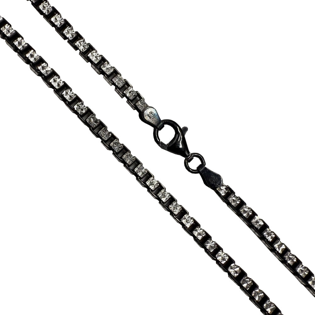Box Black Star 300 - 3.0mm - Sterling Silver 2-Tone Diamond-Cut Chain