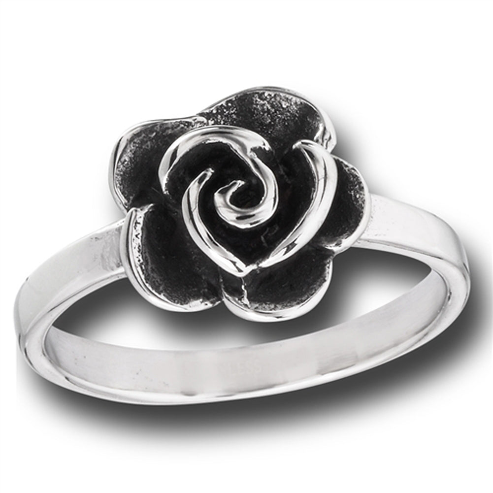 Stainless Steel Rose Flower Ring