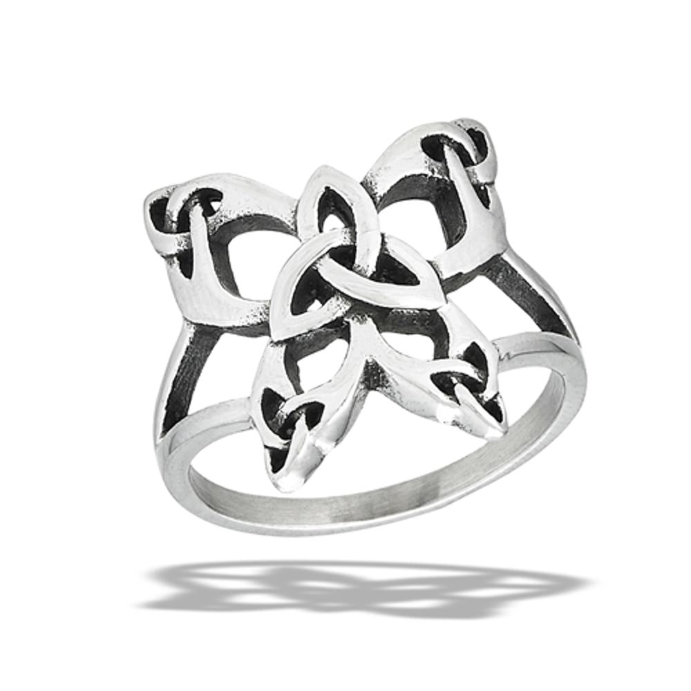 Stainless Steel Celtic Butterfly Ring With Multiple Triquetras