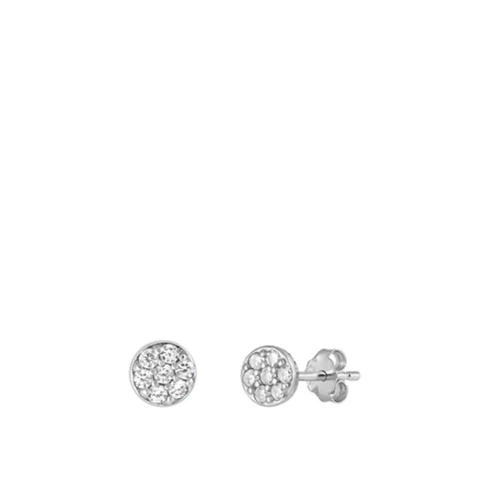 Sterling Silver Unique Clear CZ Stud High Polished Fashion Earrings 925 New