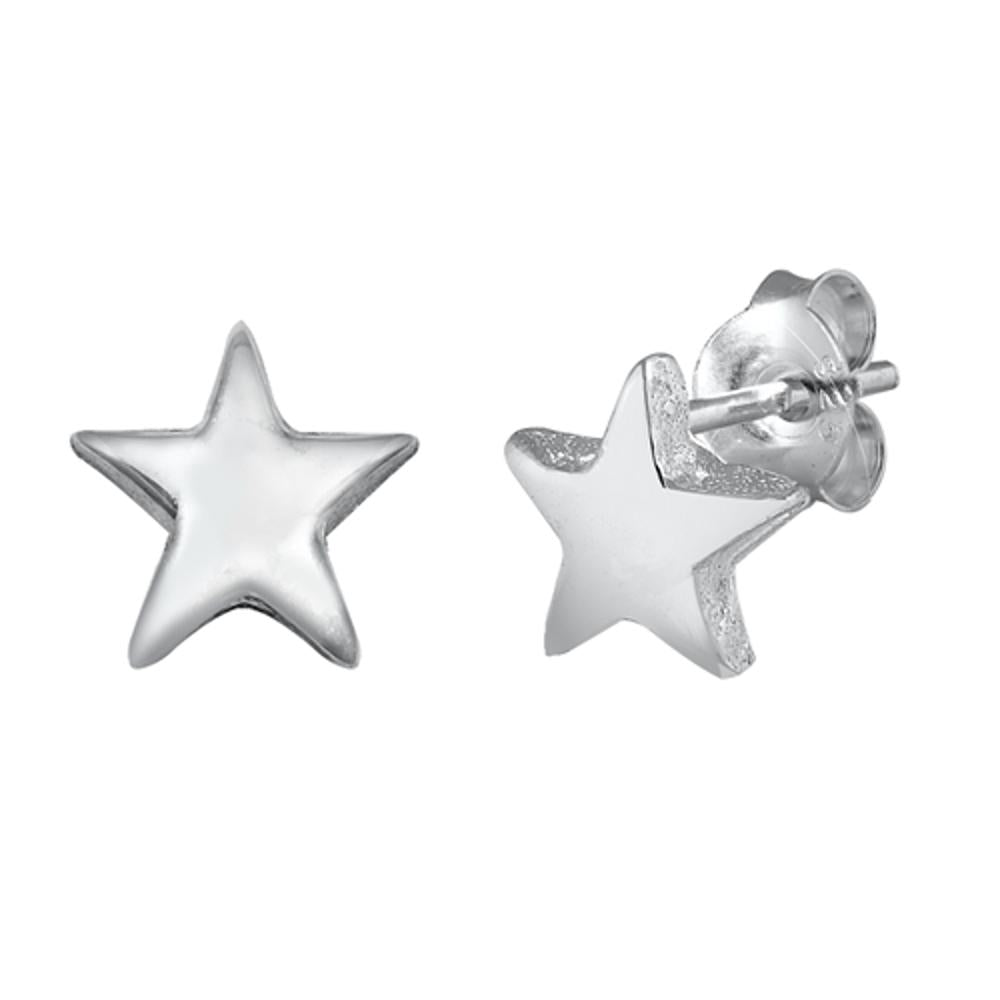 Sterling Silver High Polished Star Dream Space Celestial Stud Earrings 925 New