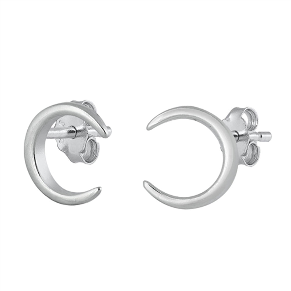 Sterling Silver Celestial Crescent Moon Slim Thin Polish Mystic Galaxy Earrings