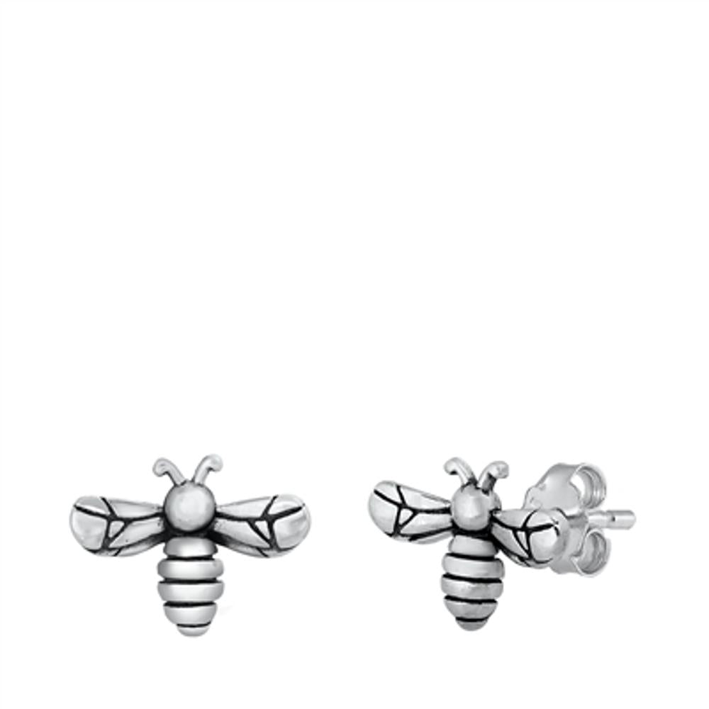 Tiny Cute Honey Bee Stud Earring Sterling Silver Push Back 925 New