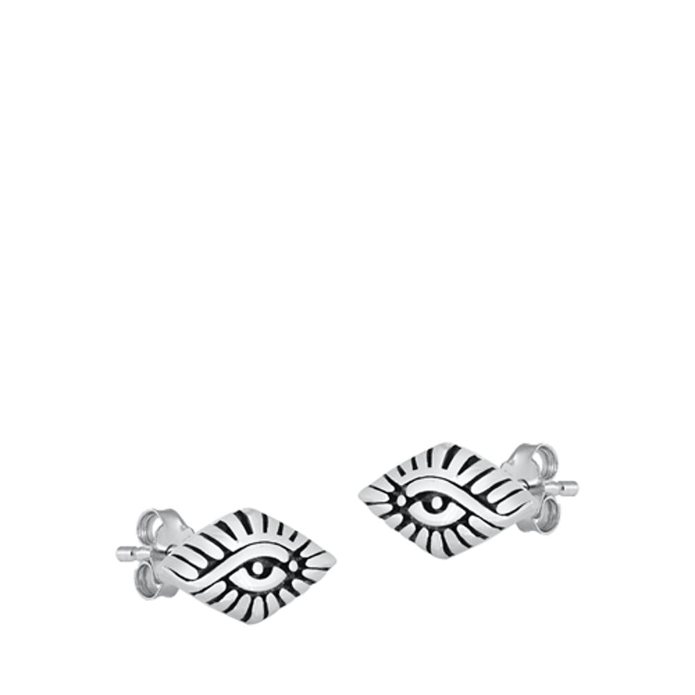 Sterling Silver All Seeing Eye Stud Earrings Oxidized Evil Eye Post 925 New