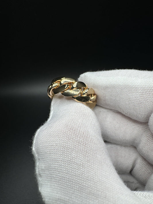 Size 9 10k Yellow Gold Cuban Ring 10mm 14.05g
