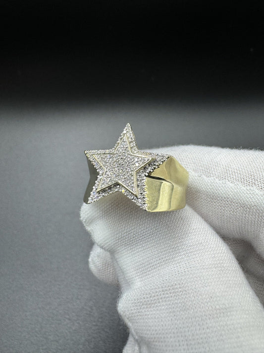 Size 8 10k Yellow Gold Star Ring est 1/2ctw Natural Diamond 3.95g