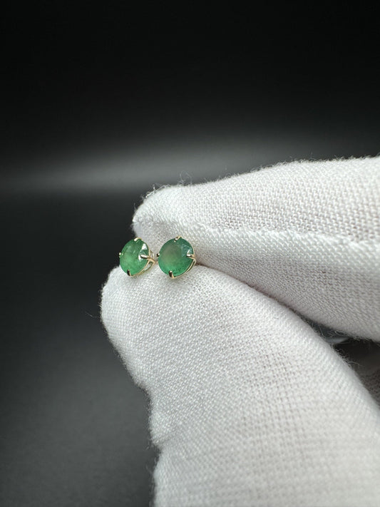 5mm 14k Yellow Gold Emerald Studs .5g