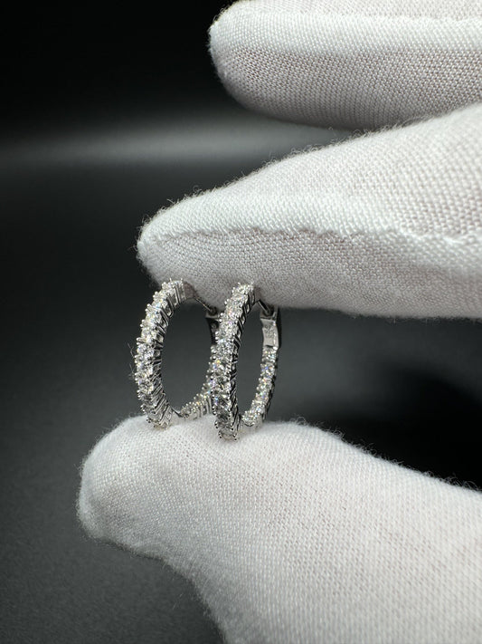 20mm Silver 1.1ctw Lab Diamond Inside Out Hoops 3.1g