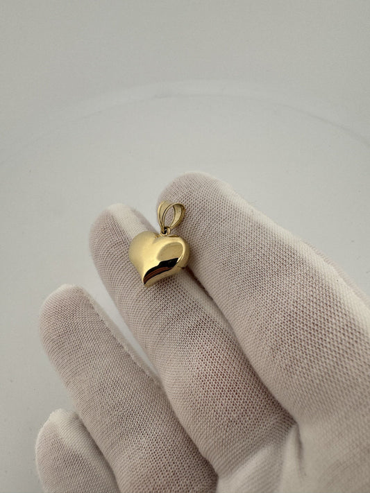 3/4” 14k Yellow Gold Puff Heart Pendant 4.5mm Bail 1.1g