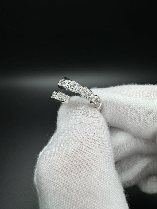 Size 7 Silver 1.5ctw Lab Diamond Snake Bypass Eternity Ring 3.7g