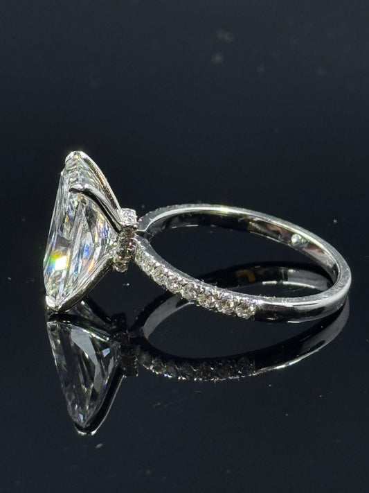 14k White Gold Radiant Diamond Engagement Ring – 5.08ct F VS1 Hidden Halo, Size 7