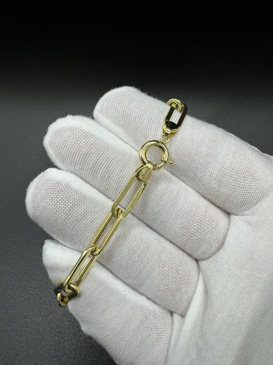 7” 14k Yellow Gold Paperclip Bracelet 6.5mm 4.3g