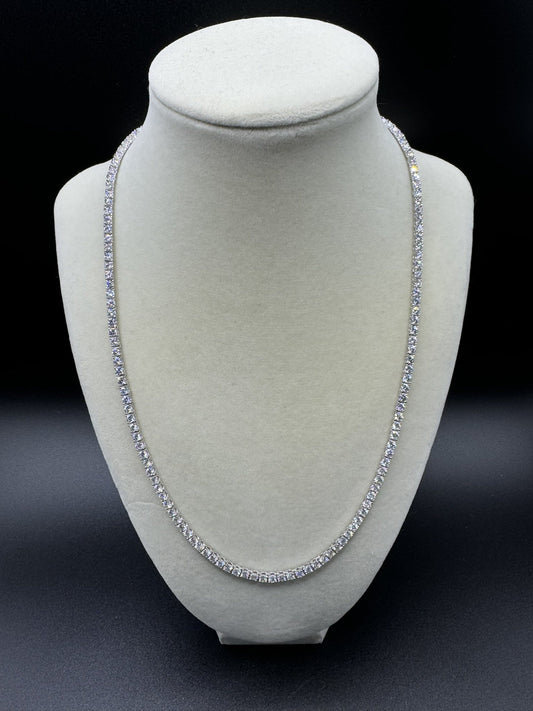 20” 3mm 15ctw Moissanite & Silver Tennis Chain 22.4g