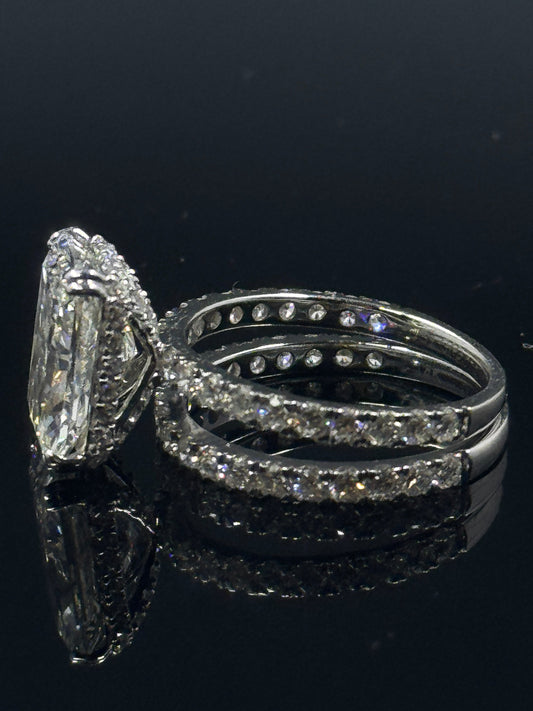14k White Gold Radiant Diamond Bridal Set – 6.90ctw, Size 7