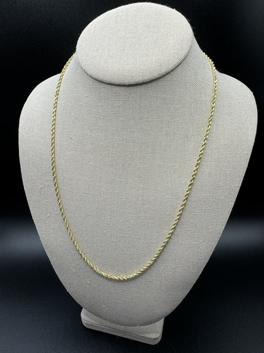 22” 14k Yellow Gold Rope 2.5mm 10.75g