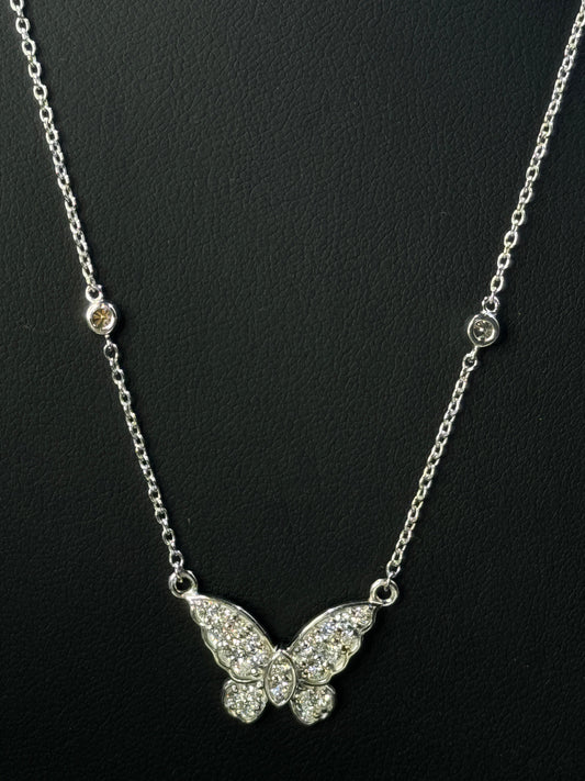 Sterling Silver 1.00ctw Lab-Grown Diamond Butterfly Station Necklace – 18"