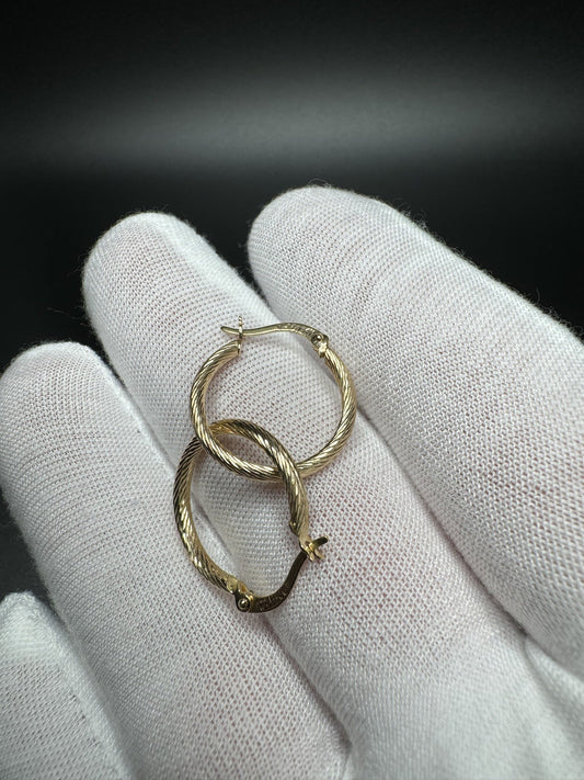 18mm 14k Yellow Gold Fancy Hoops/Huggies 1.55g