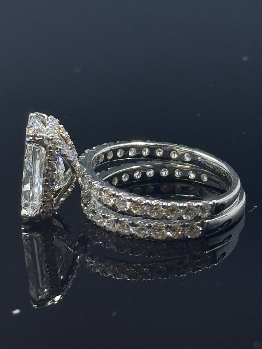 14k White Gold Radiant Diamond Bridal Set – 4.97ctw, Size 7
