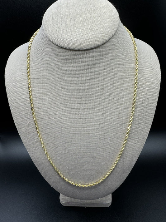 24” 14k Yellow Gold Rope 2.5mm 6.6g