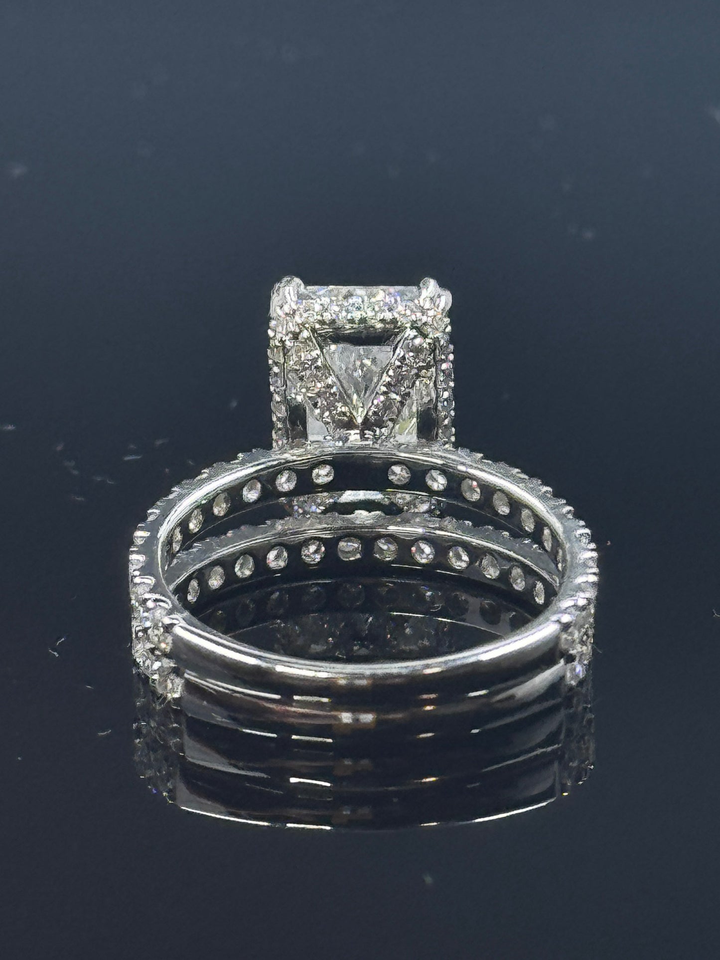 14k White Gold Radiant Diamond Bridal Set – 5.87ctw, Size 7