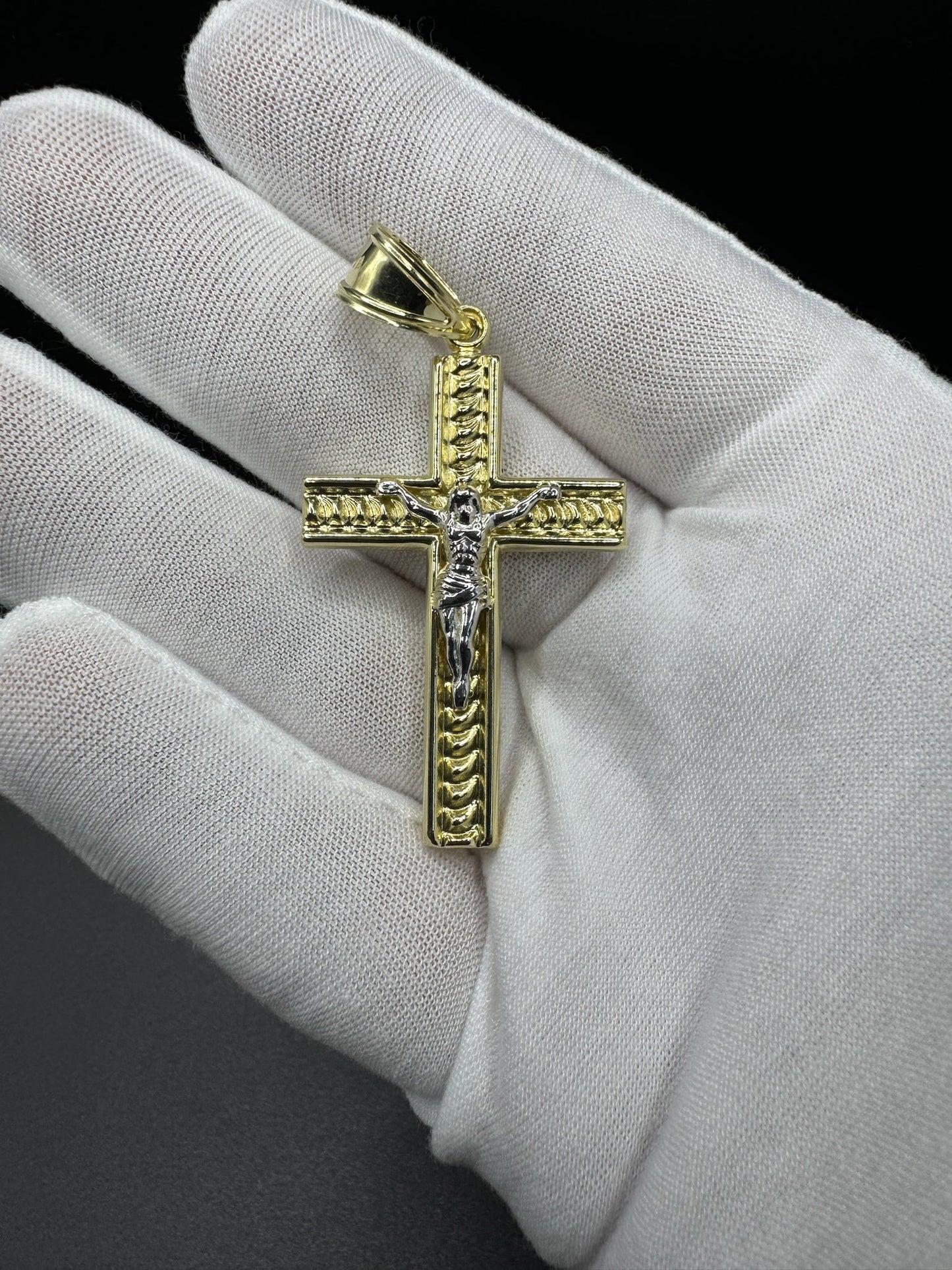 2.5” 14k Yellow Gold Square Crucifix 8mm Bail 4.3g