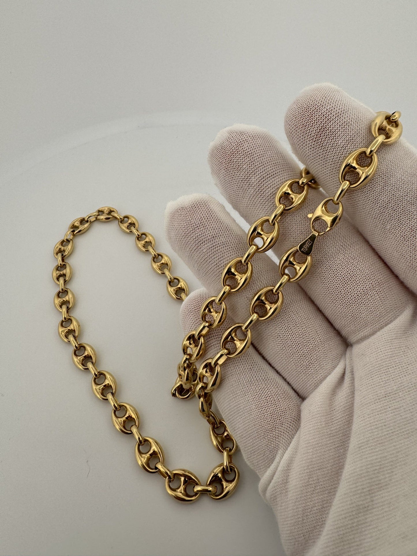 20” 14k Yellow Gold Puff Mariner 8mm 24.23g