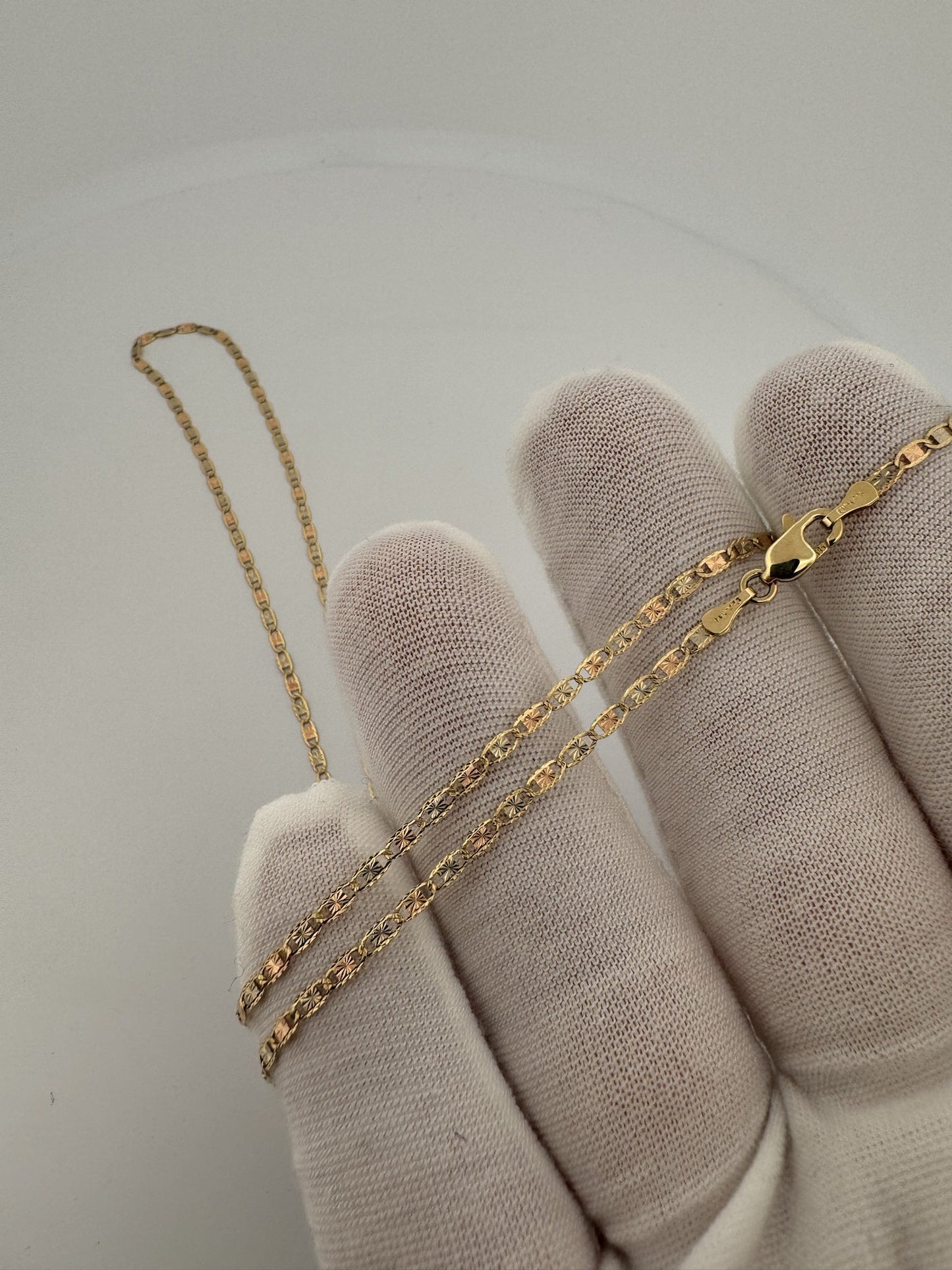 22” 14k Tri-Color Diamond Cut Valentino Link 2mm 3.1g