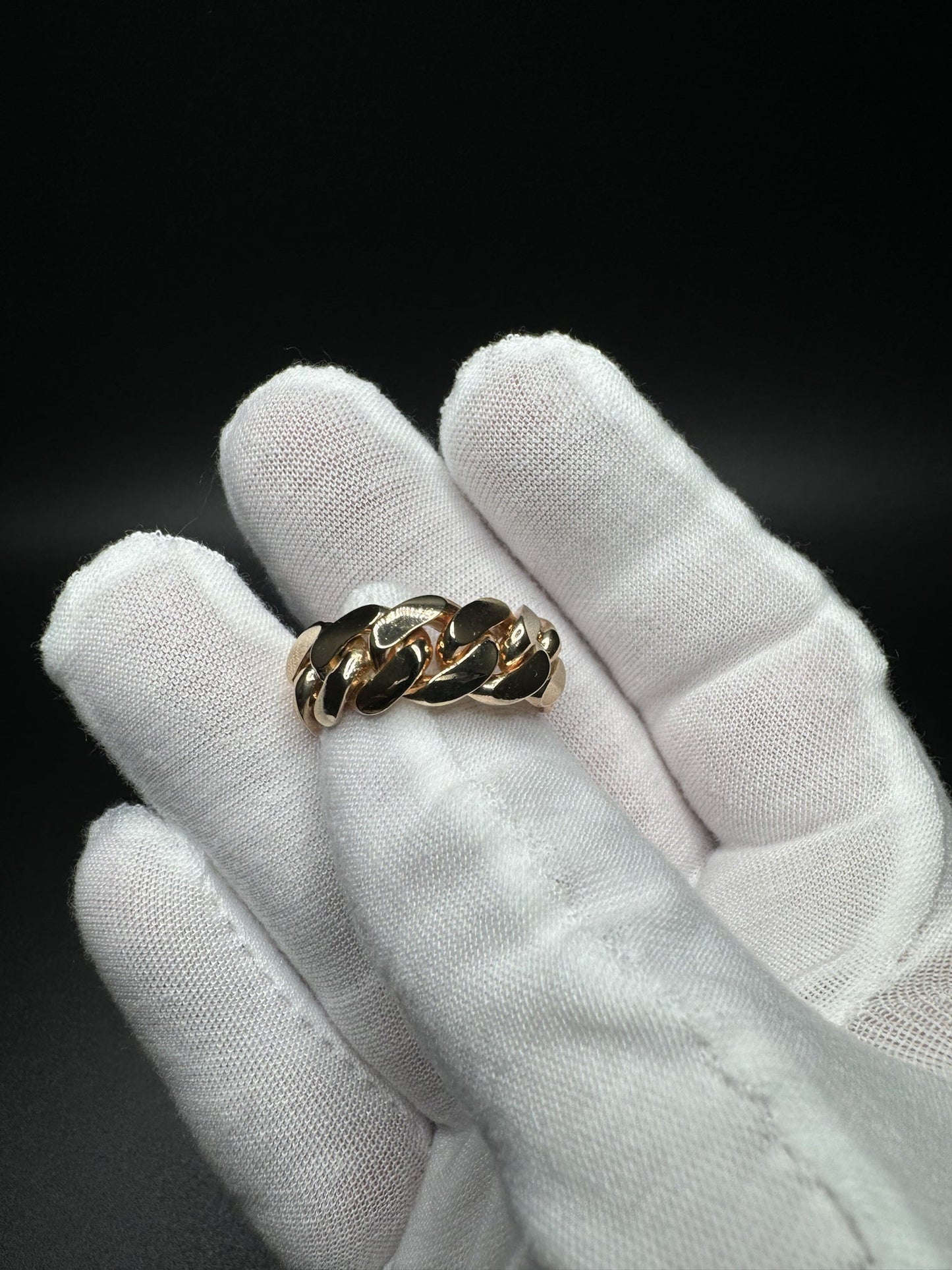 Size 9 10k Yellow Gold Cuban Ring 10mm 14.05g